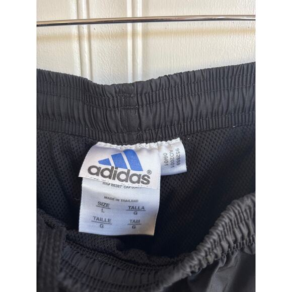 Vintage Adidas 3 Stripe Windbreaker Track Pants Black Mens Large Y2K Soccer - Picture 5 of 8